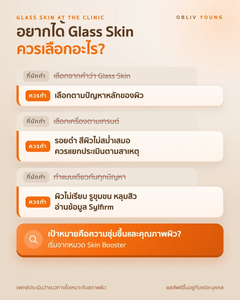 หลักเลือกการดูแลผิวที่คลินิกเพื่อผิวโกลว์ เลือกตามปัญหาหลักแทนคำว่า Glass Skin และแยกประเมินรอยดำตามสาเหตุแทนการเลือกเครื่องตามเทรนด์
