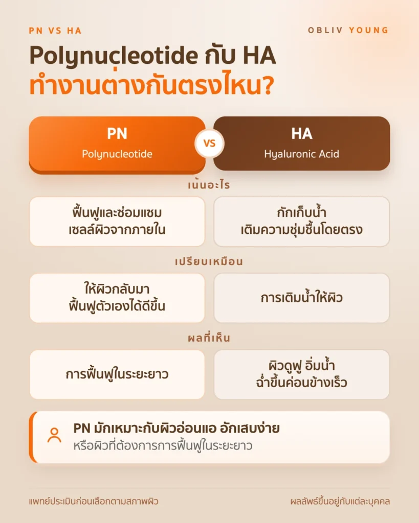 เปรียบเทียบ Polynucleotide (PN) กับ Hyaluronic Acid (HA) แนวคิดการทำงาน การเปรียบเทียบ และผลที่เห็น