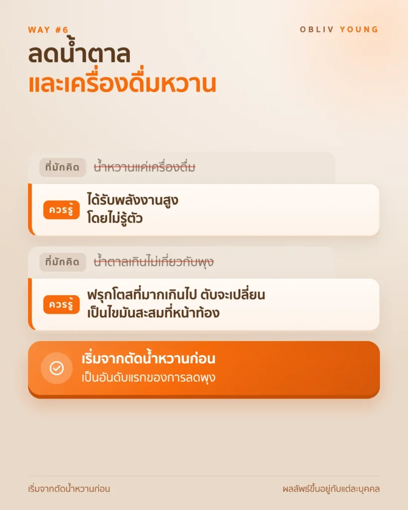 ทำไมควรลดน้ำตาลและเครื่องดื่มหวานเมื่อต้องการลดพุง ฟรุกโตสเผาผลาญที่ตับ น้ำหวานให้พลังงานสูงโดยไม่รู้ตัว จึงควรเริ่มจากตัดน้ำหวาน